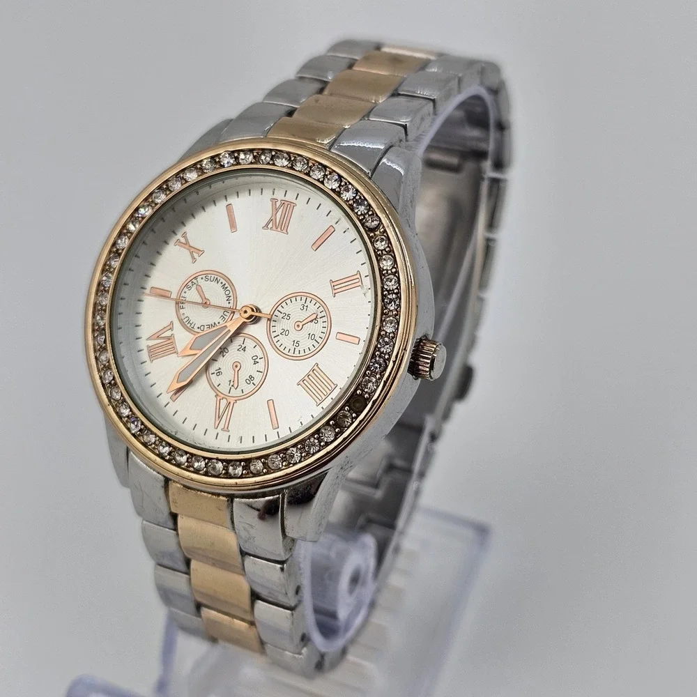 37MM Women's Analog Watch Gold Gray Dial Two Tone Bracelet Band‎ 7